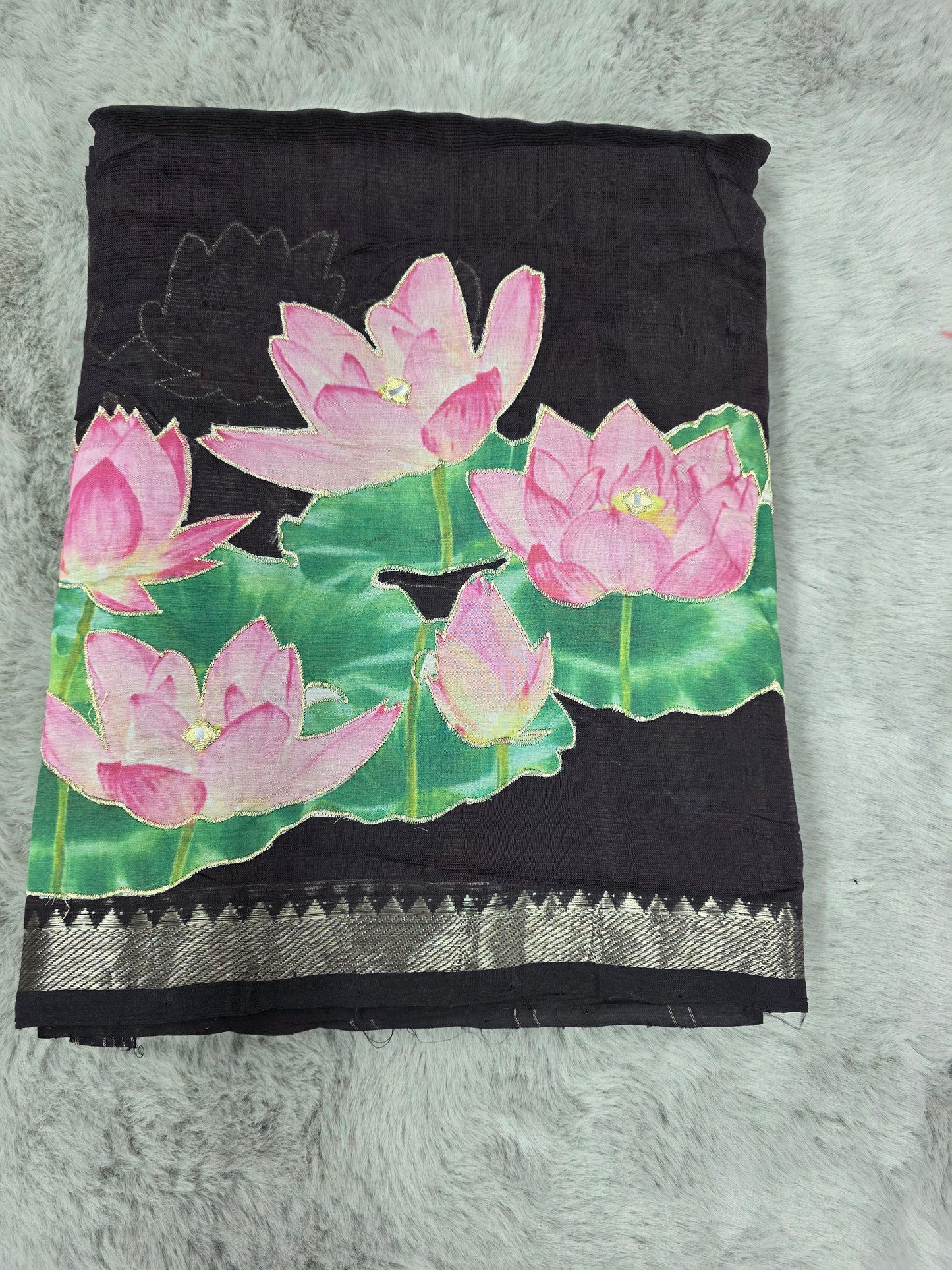 Mangalgiri Saree with Applique Work - SHC002