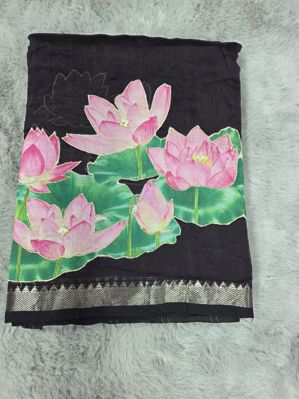 Mangalgiri Saree with Applique Work - SHC002