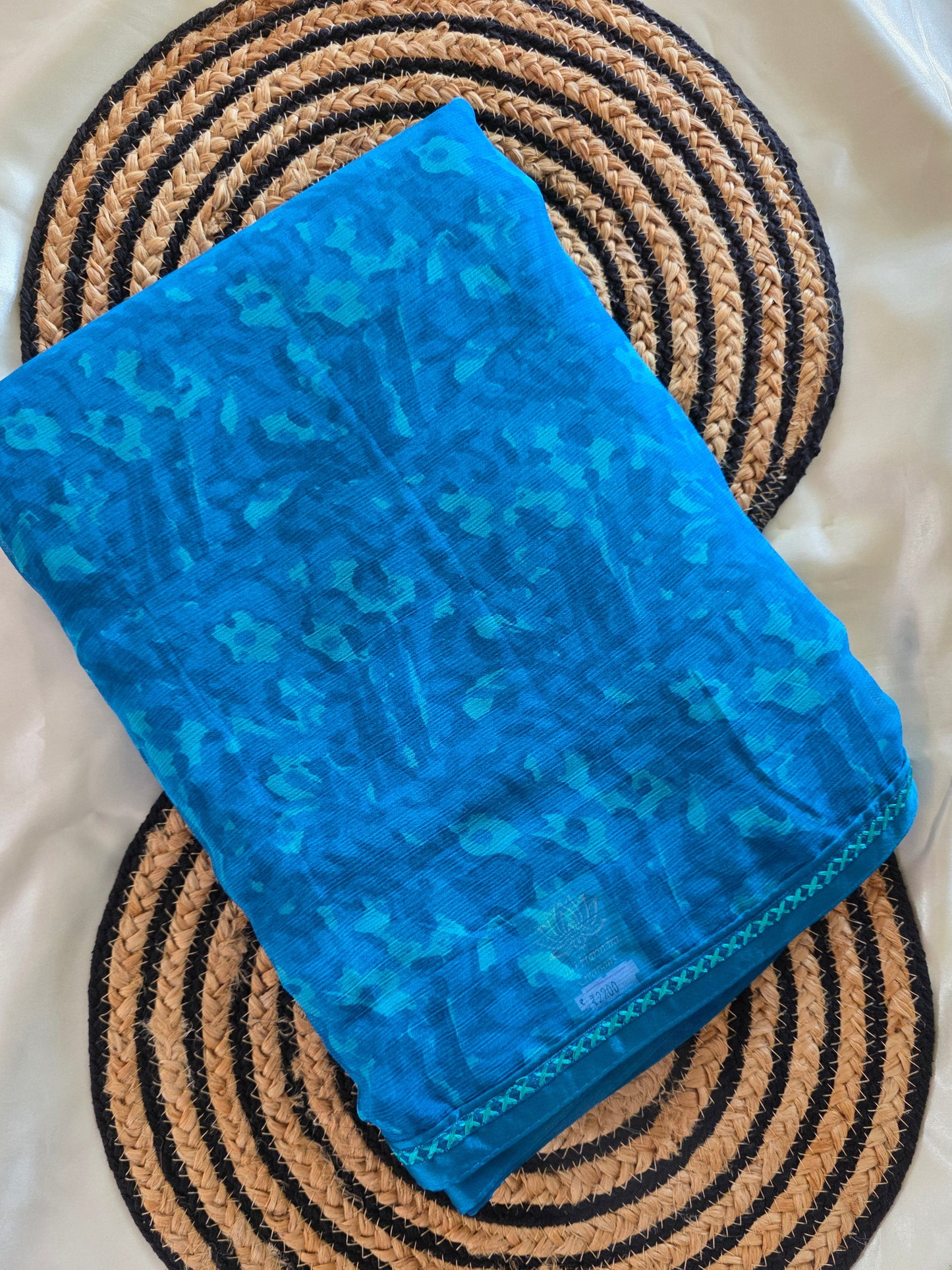 Blue chiffon saree