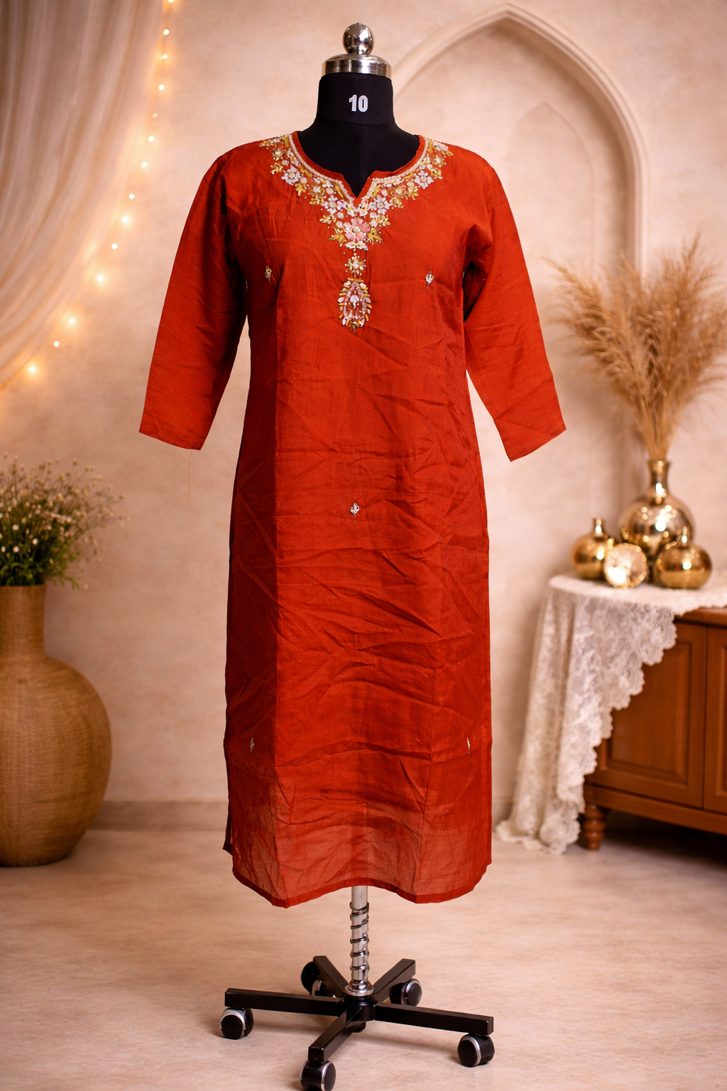 Orange Raw Silk 3pc Set