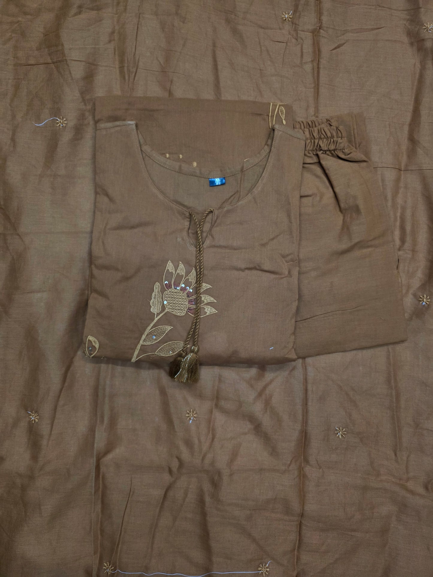 Terracotta Brown Mul Cotton 3pc Set