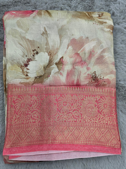 Printed silk cotton saree