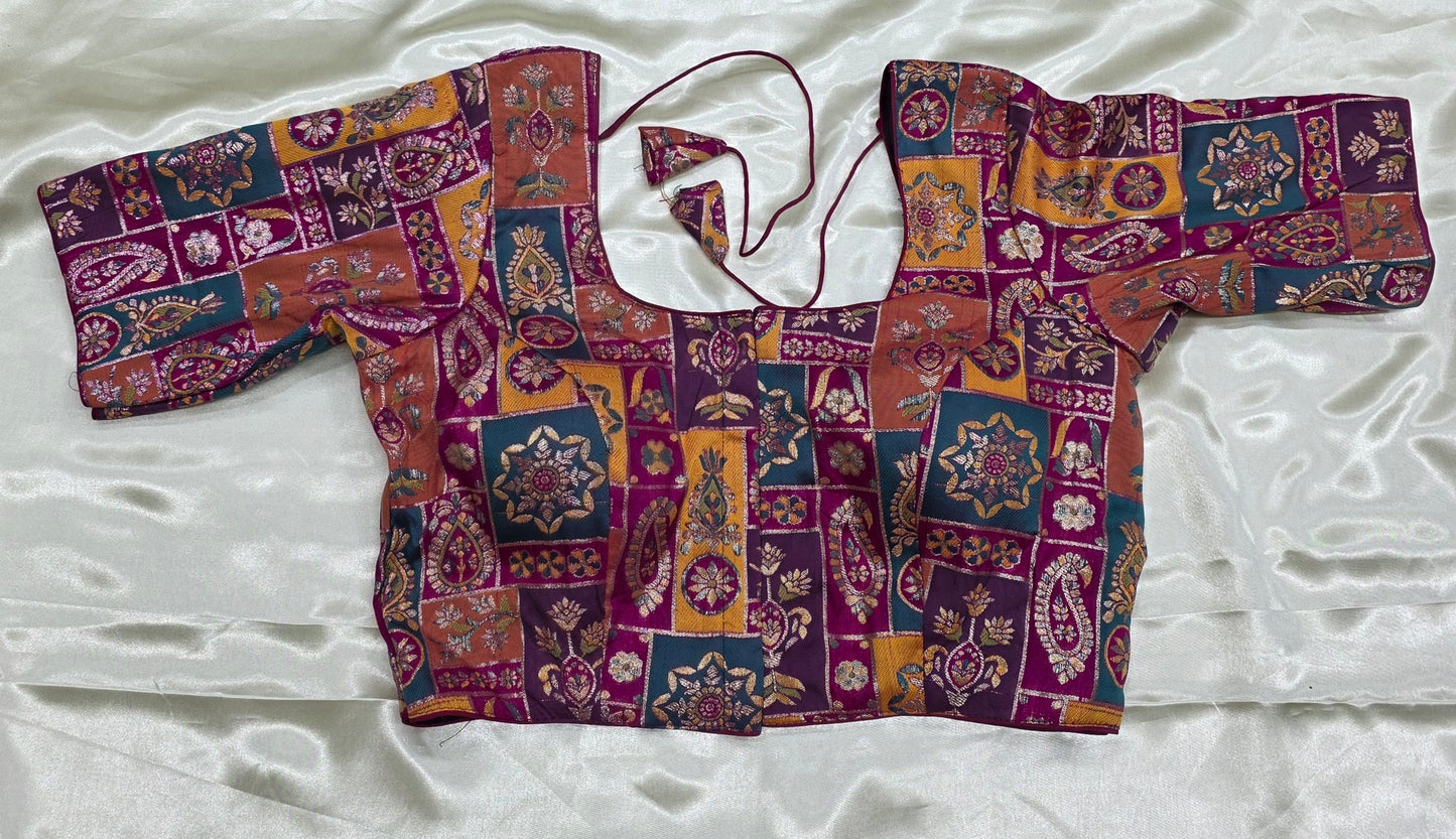 Pink with Green multicolour blouses