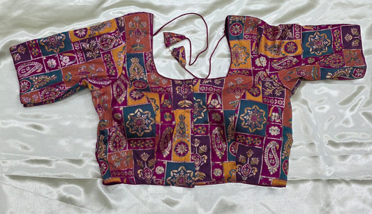 Pink with Green multicolour blouses