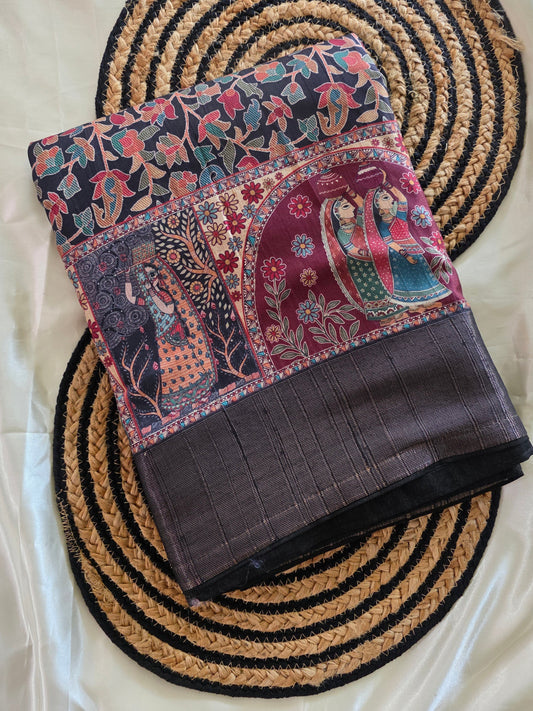 Printed silk cotton saree