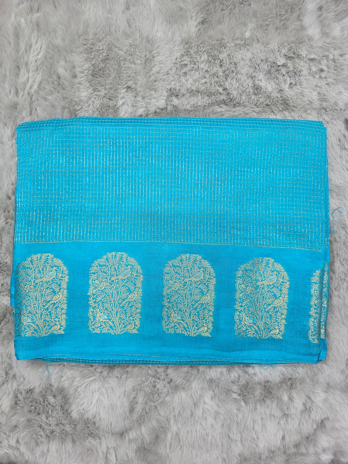 Blue Munga Crepe Saree