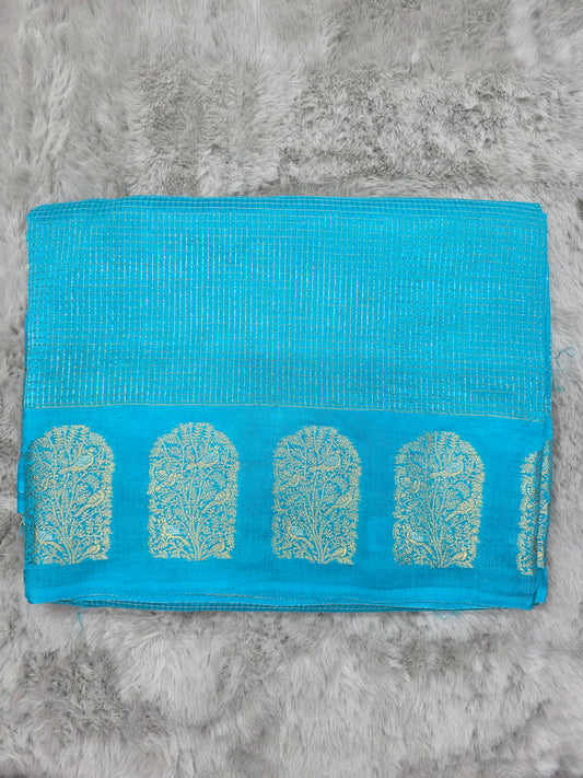 Blue Munga Crepe Saree