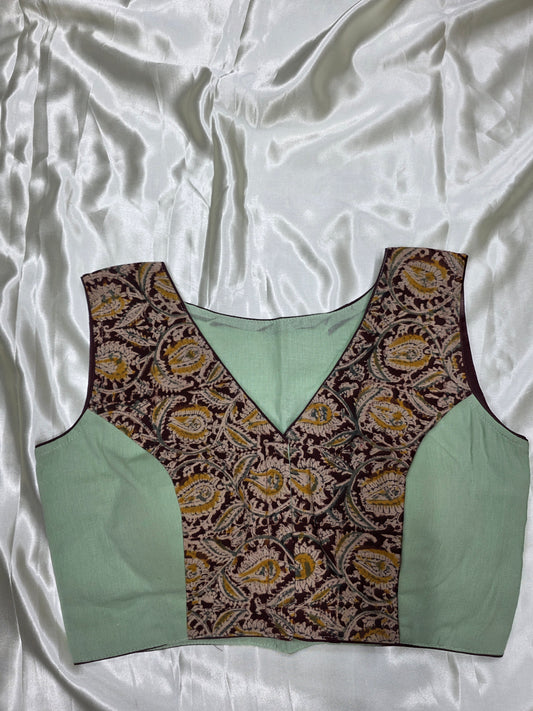 Pista Green Kalamkari Blouse