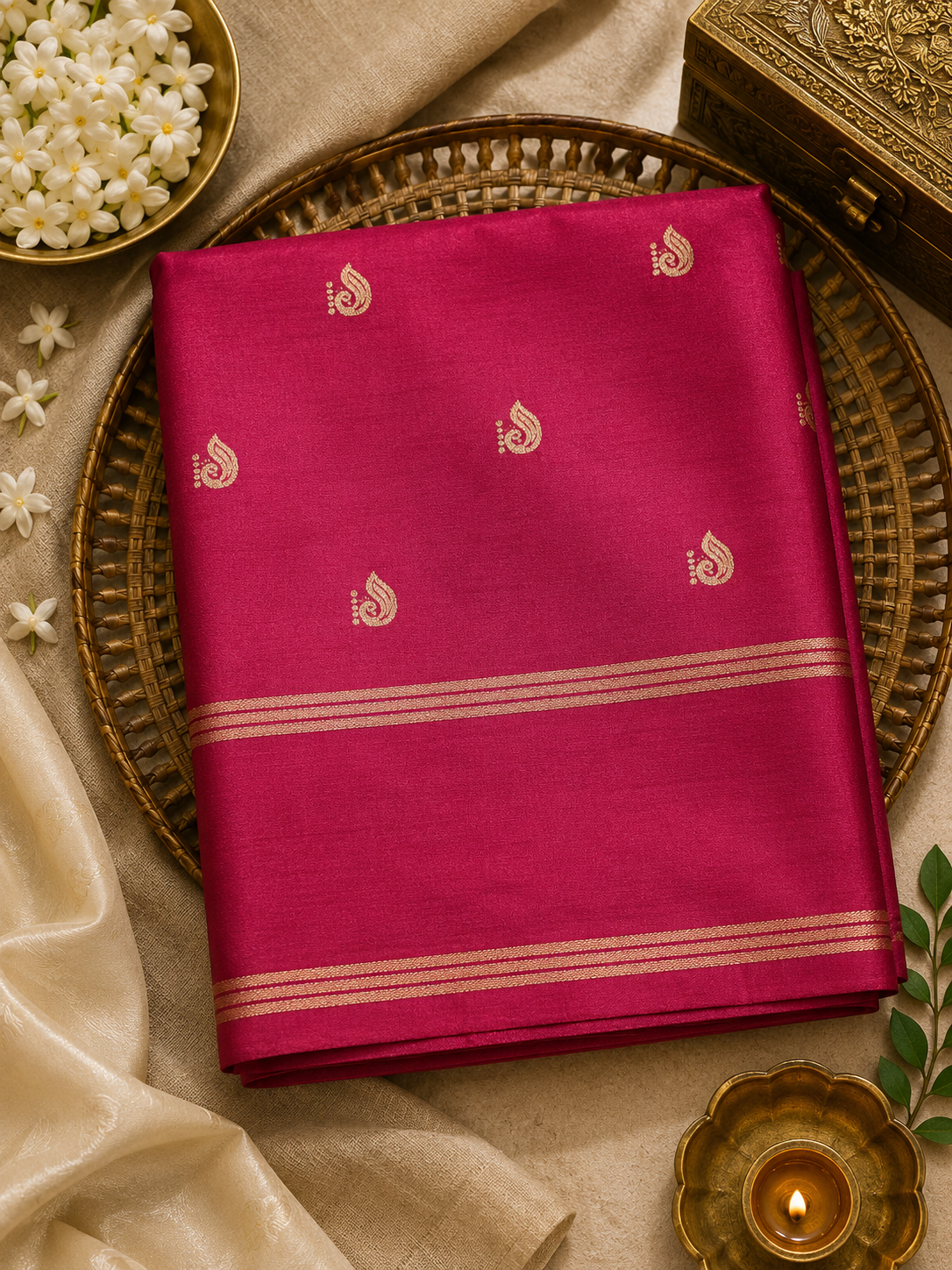 Magenta Pink Dola Viscose Silk Saree