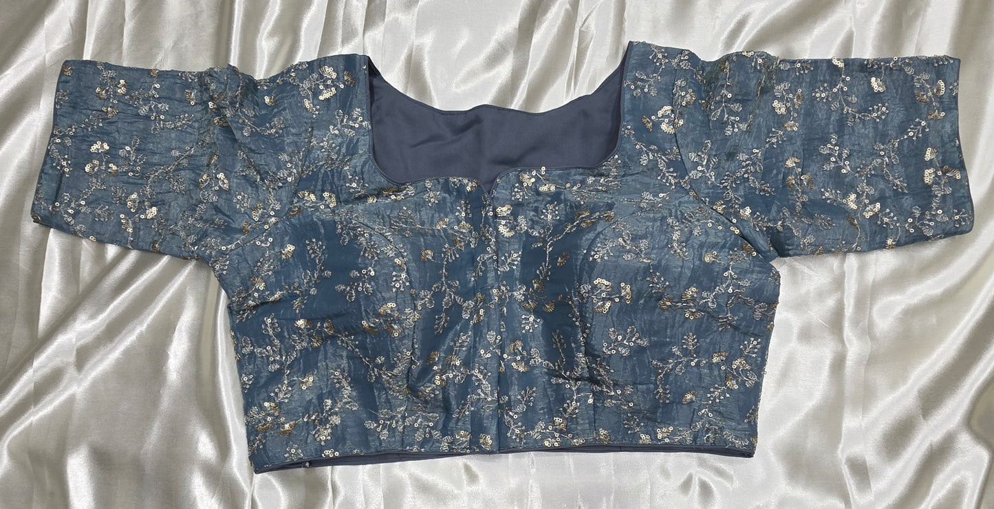 Turkish blue Crepe Sequence Blouse