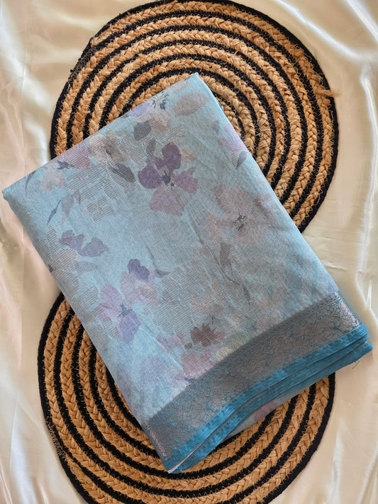 Printed silk cotton saree