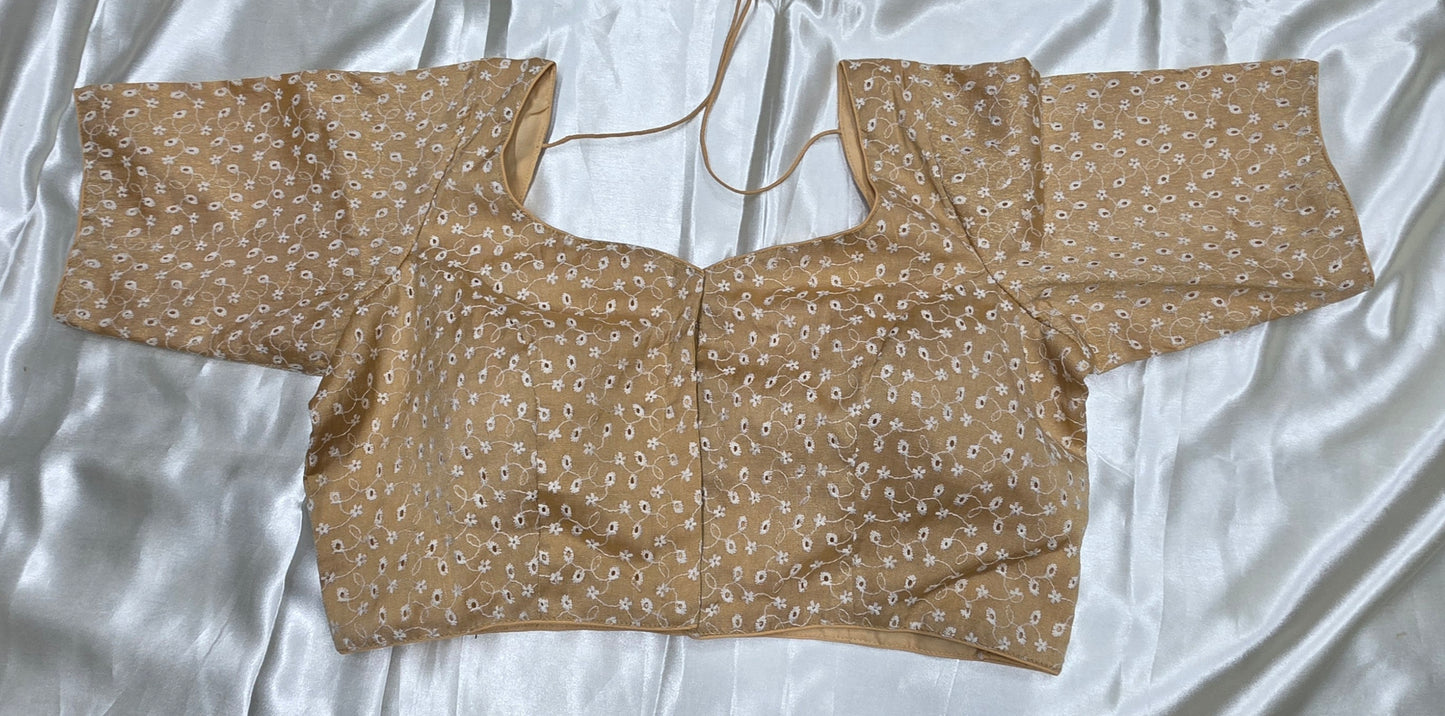 Beigh Netted Fabric Blouse