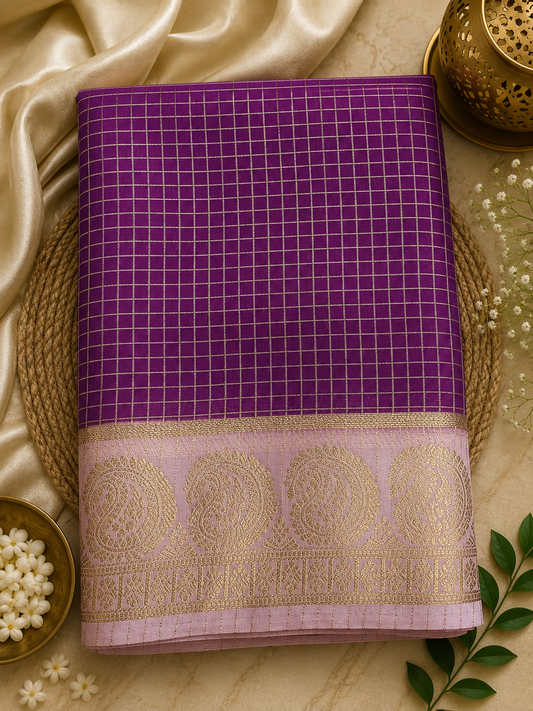 Purple Semi Crepe Silk Saree