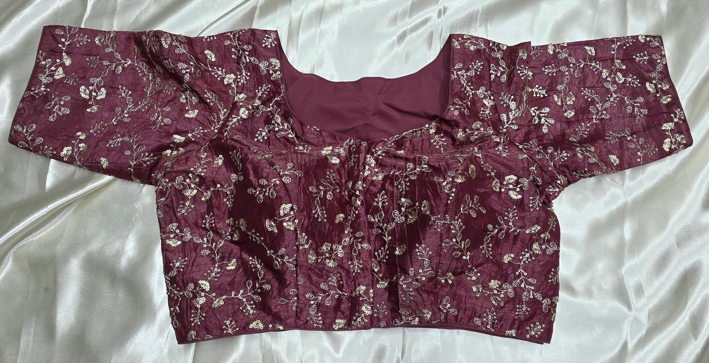 Magenta Crepe Sequence Blouse