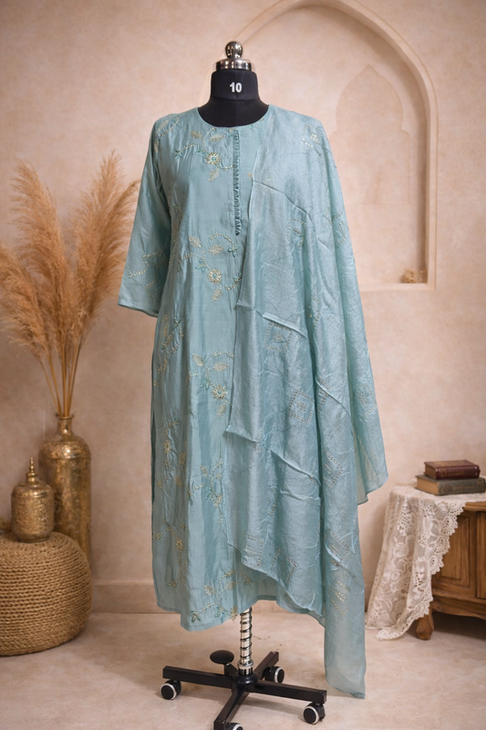 Light blue Raw Silk 3pc Set