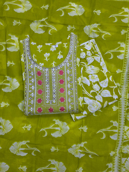 Green Cotton 3pc Set