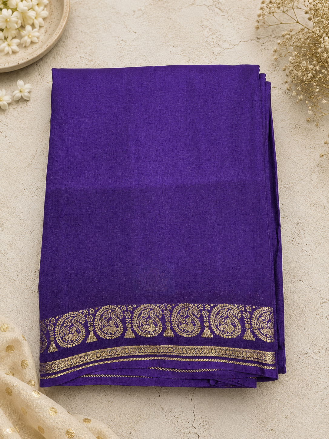 Purple Semi Mysore Silk Saree