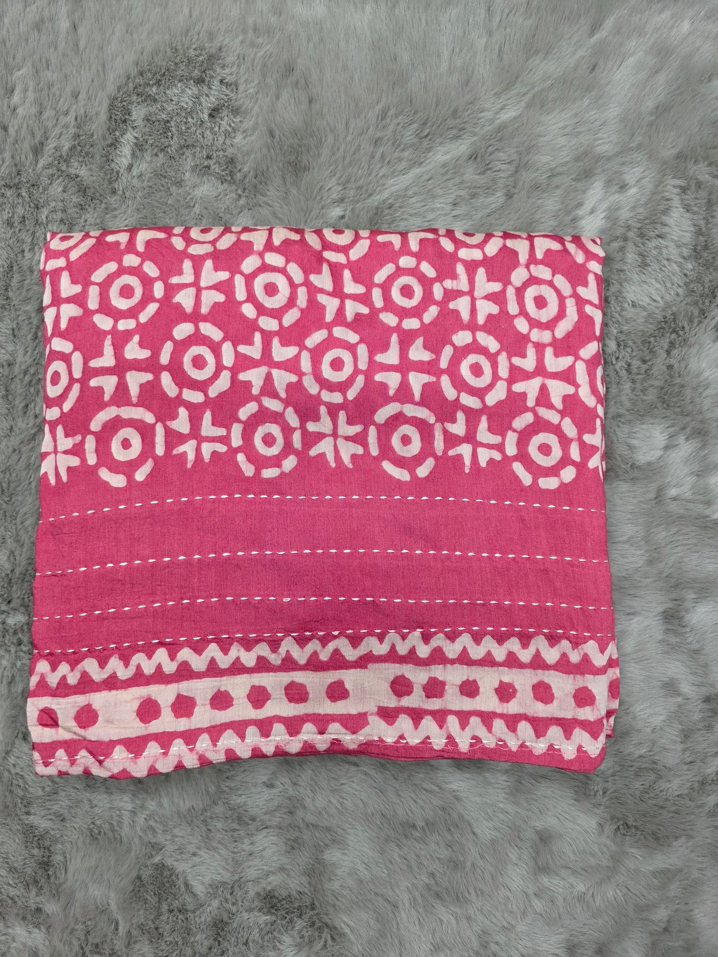 Pink colour Summer Special Batik Print Mul Cotton Saree