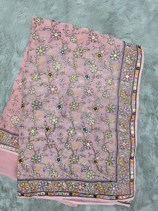 Pink Colour Kashmiri Special Designer Saree