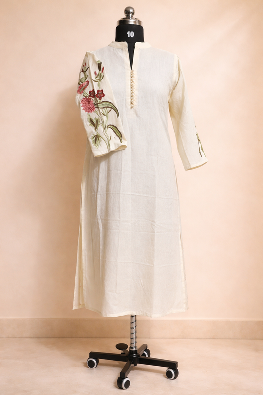 White Khadi Cotton 2pc Set