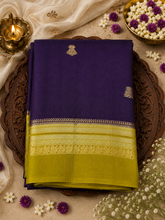 Purple Semi Crepe Silk Saree
