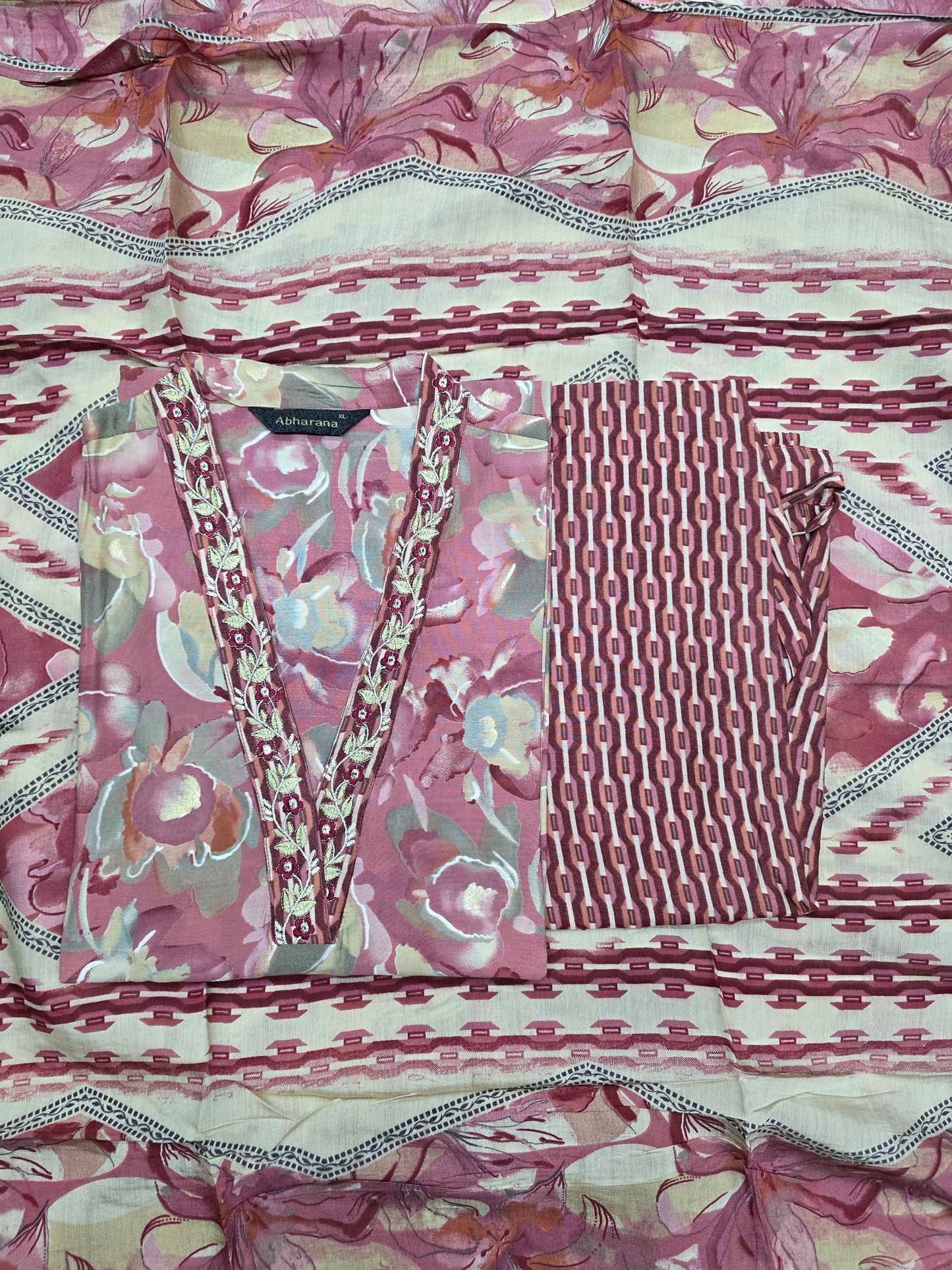 Pink Muslin Silk 3pc Set