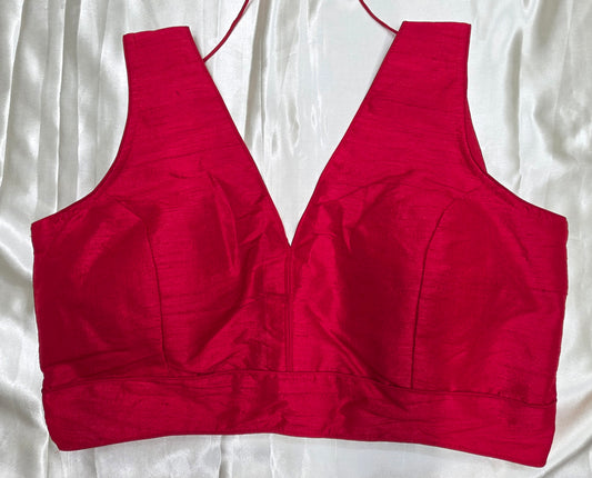 Red Raw Silk Blouse