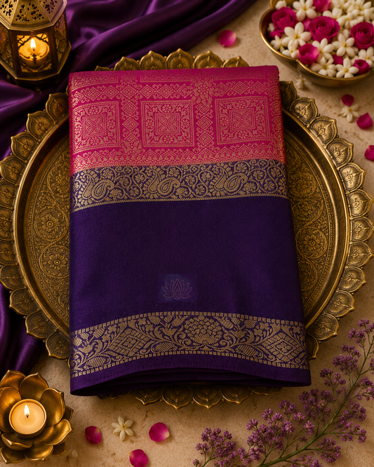 Pink Brocade Crepe Saree