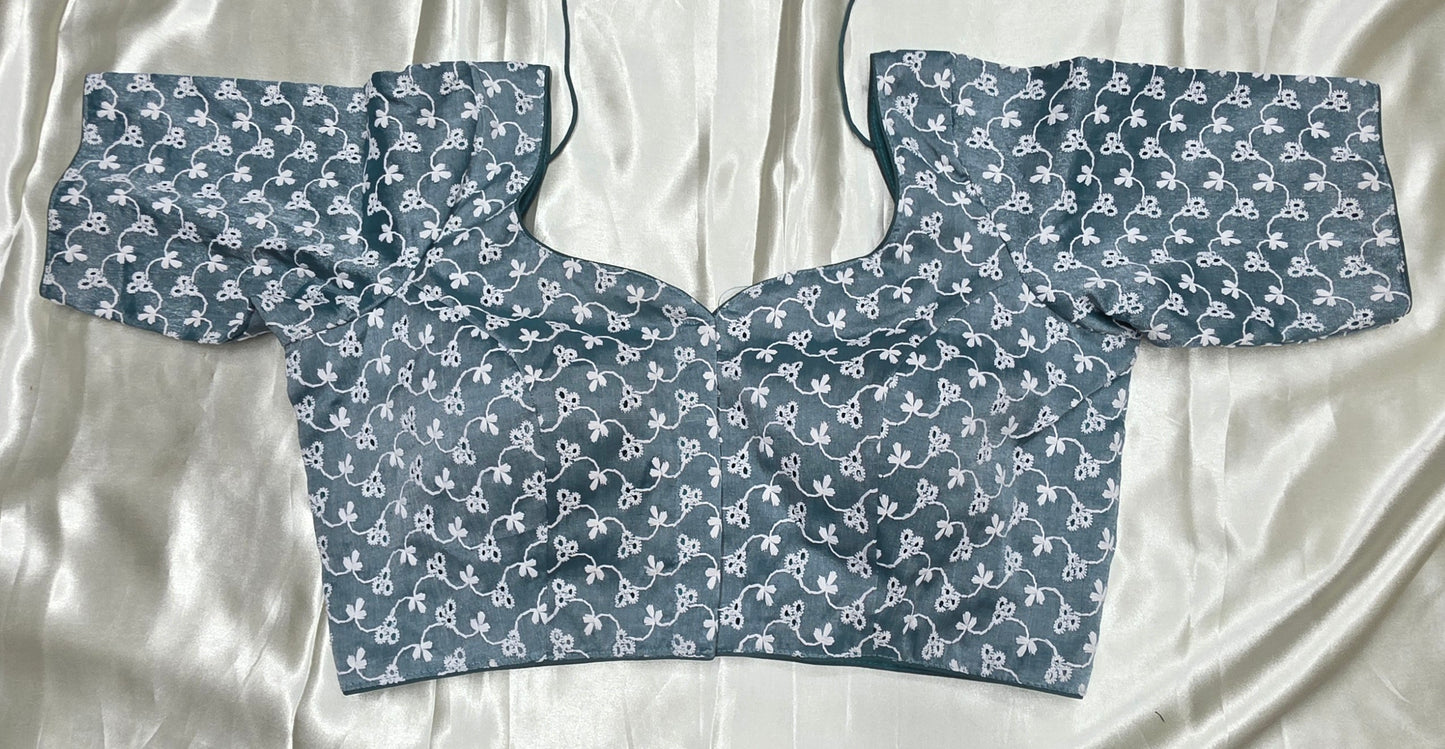 Blue Turkish Netted Fabric Blouse