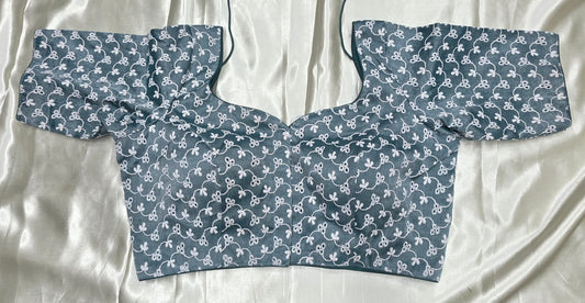 Blue Turkish Netted Fabric Blouse