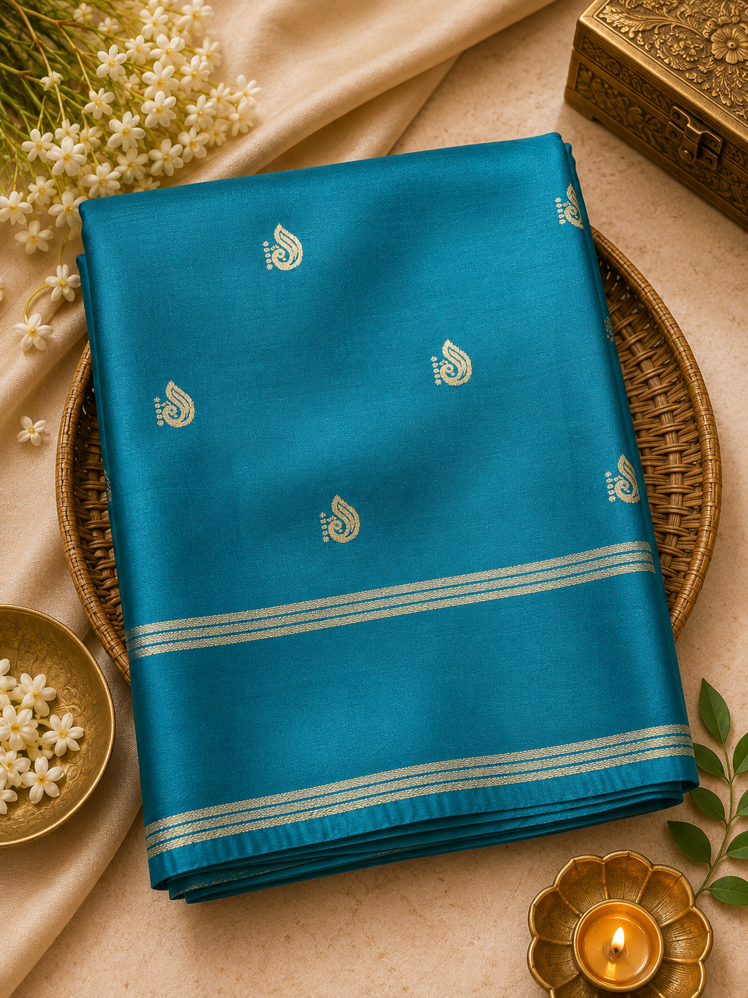 Light Blue Dola Viscose Silk Saree