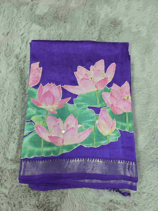Mangalgiri Saree with Applique Work - SHC002