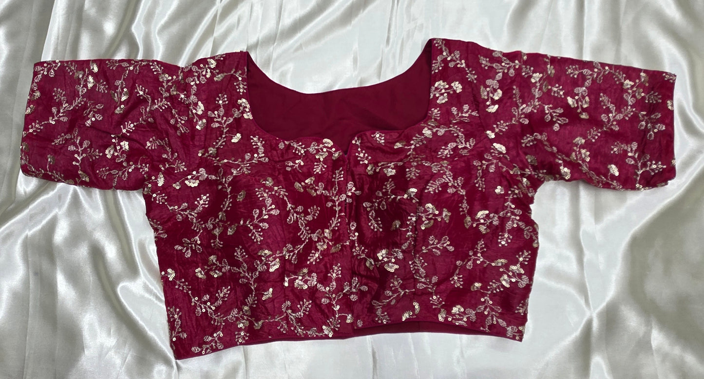 Red Crepe Sequence Blouse