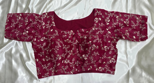 Red Crepe Sequence Blouse