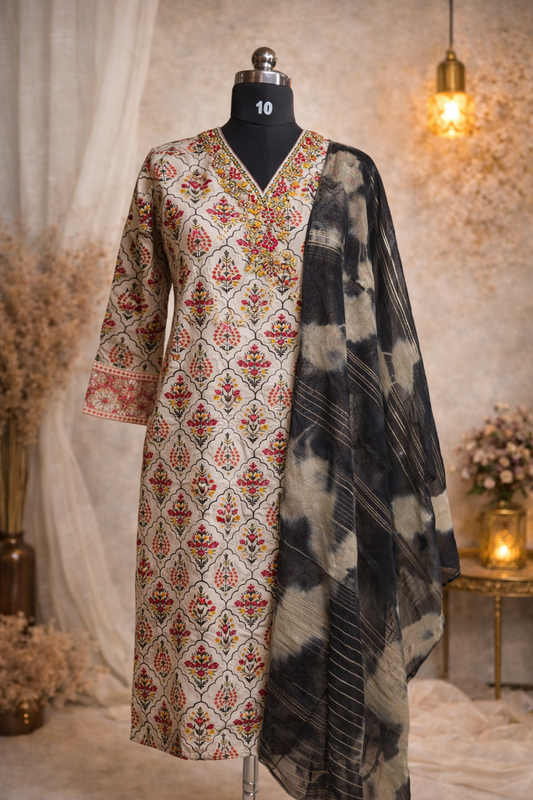 Black Muslin Silk 3pc Set