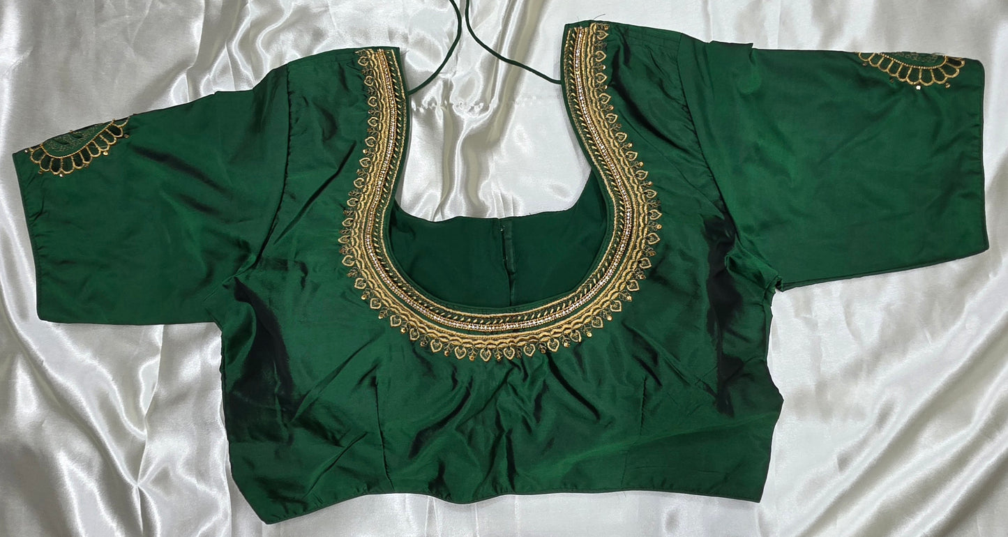 Green Raw Silk Blouse
