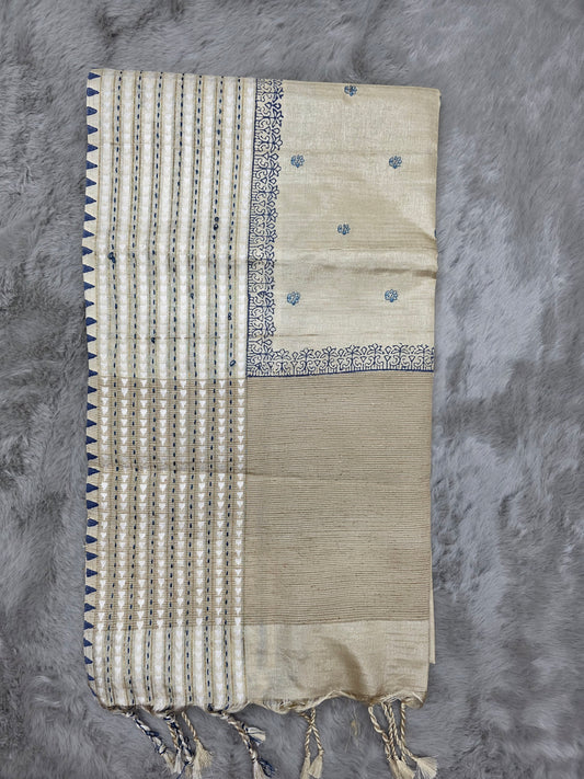 Blue Butta Cotton Saree