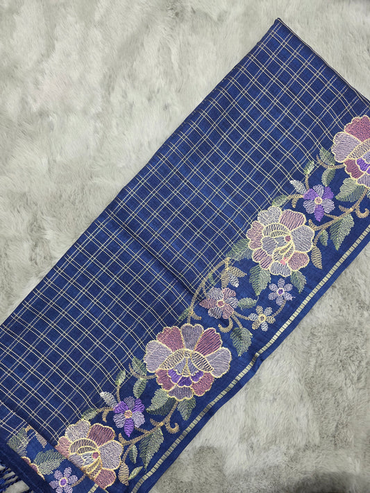 Tussar with Embroidery