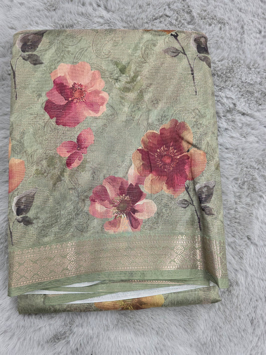 Printed silk cotton saree