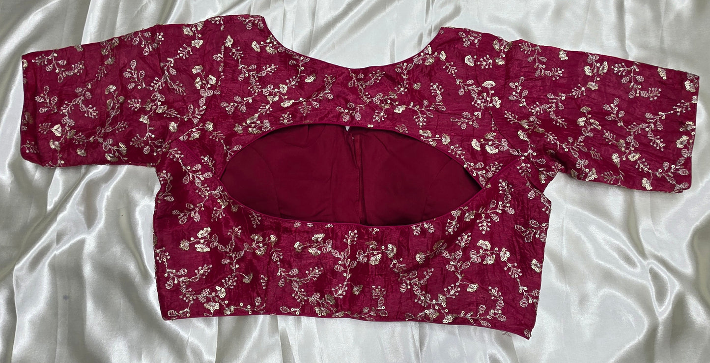 Red Crepe Sequence Blouse