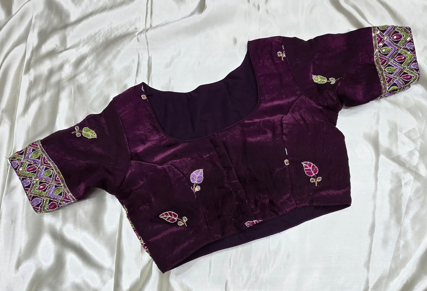 Purple colour work blouse
