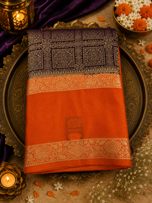 Brown Brocade Crepe Saree