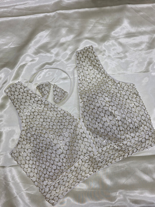 White colour Sequence Blouse