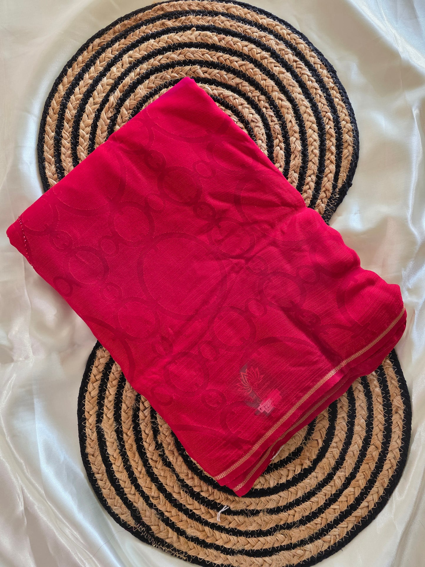 Red chiffon saree