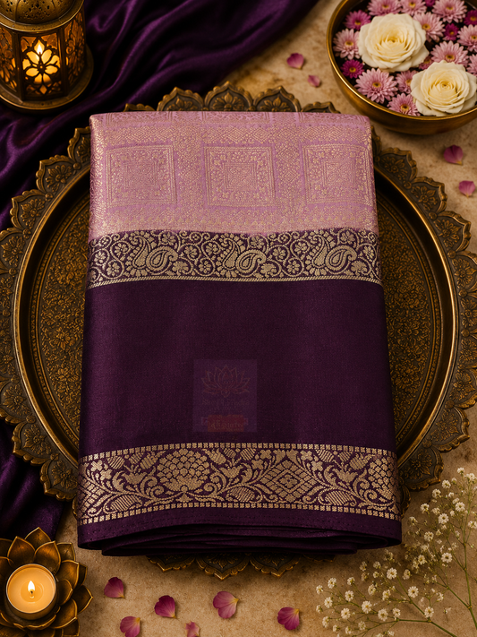 Light Pink Brocade Crepe Saree