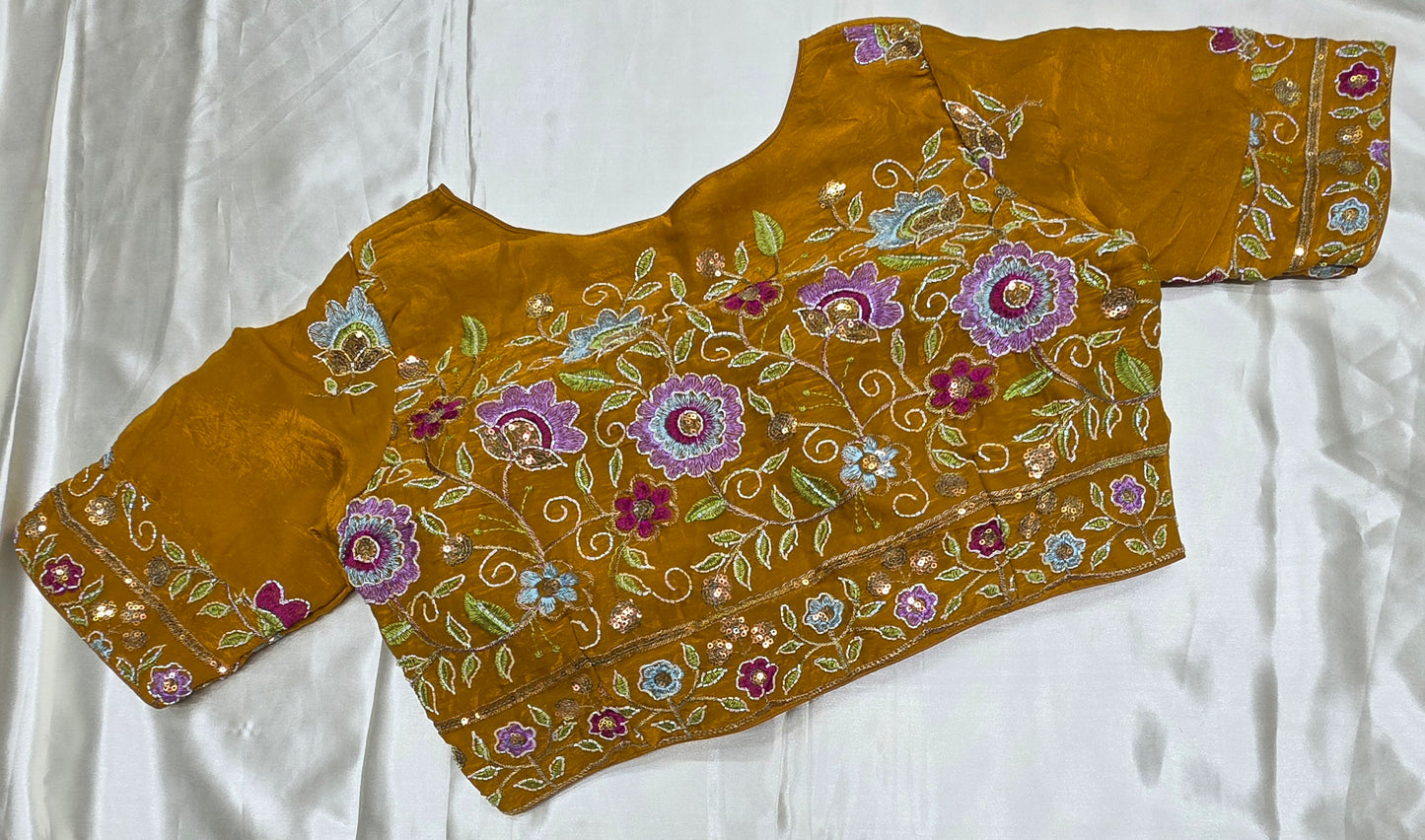 Yellow colour Work Blouse
