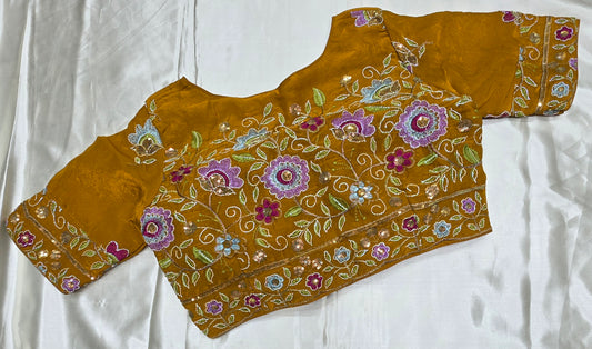 Yellow colour Work Blouse