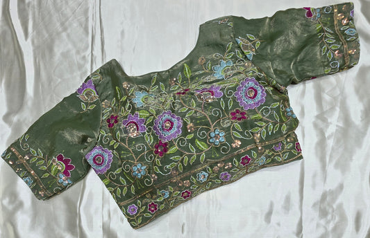 Sea Green Colour Work Blouse