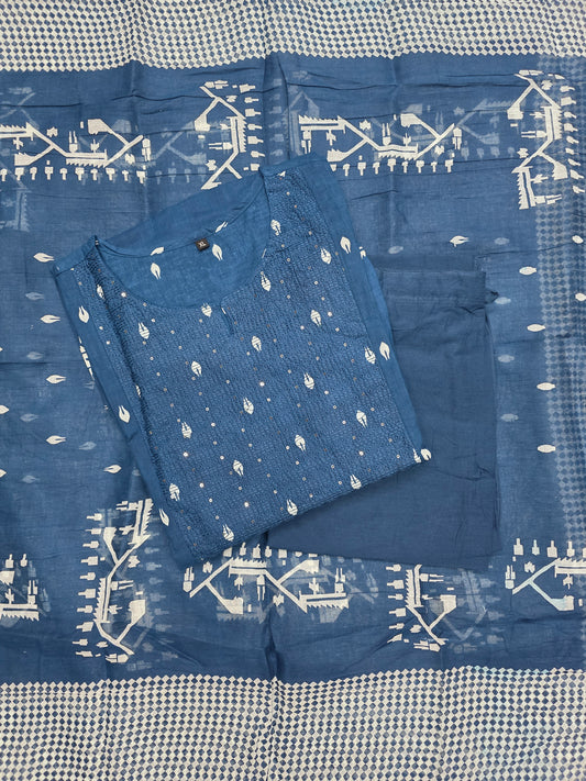 Indigo Blue Cotton 3pc Set