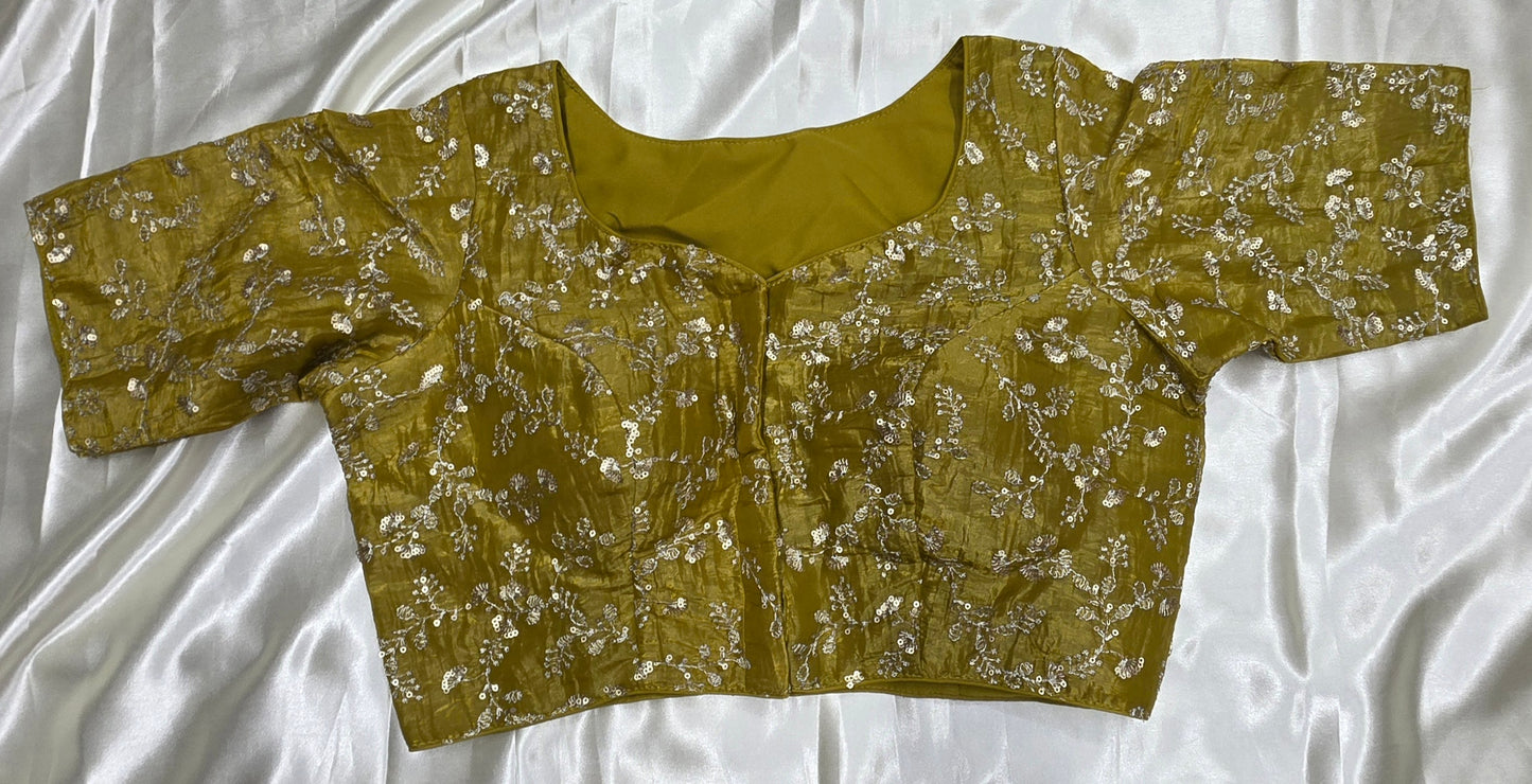 Mehandi Green Crepe Sequence Blouse